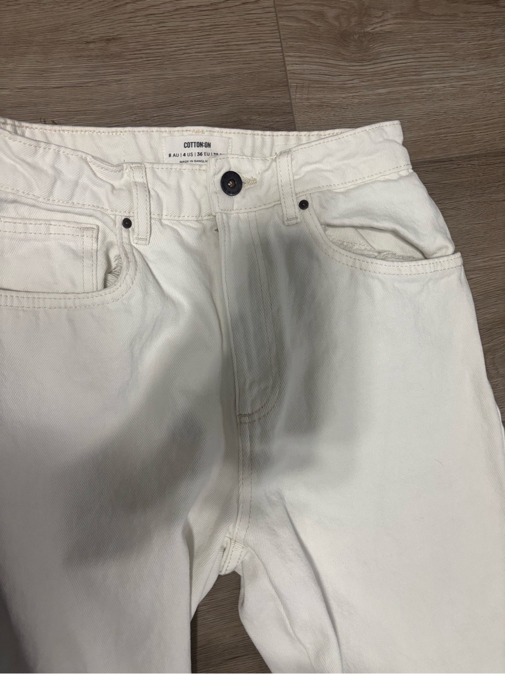 White straight leg pants